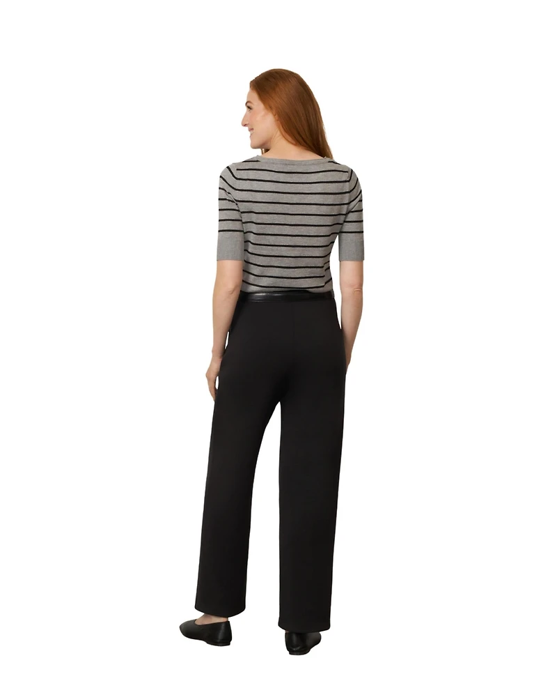 Cable & Gauge Women's Stripe Ballet Neck Sweater
