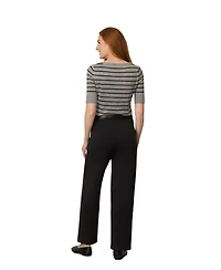 Cable & Gauge Women's Stripe Ballet Neck Sweater