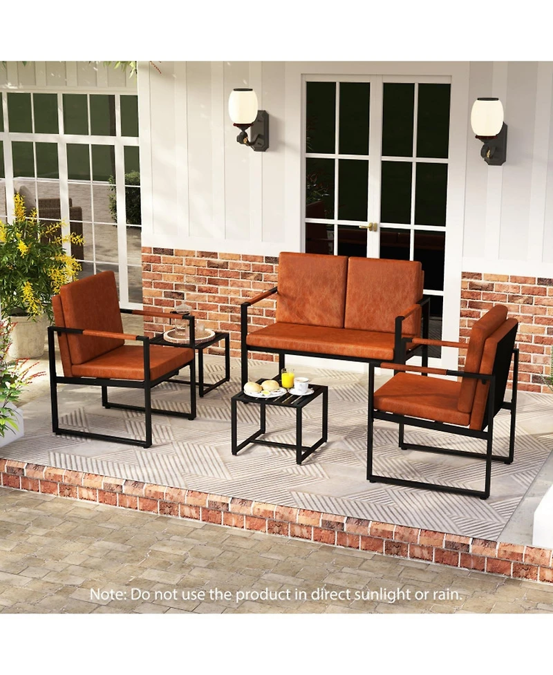 Sugift Modern 2-Seater Faux Leather Loveseat Small Couch with Removable Back Cushions