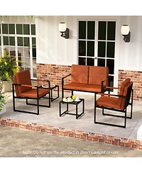 Sugift Modern 2-Seater Faux Leather Loveseat Small Couch with Removable Back Cushions
