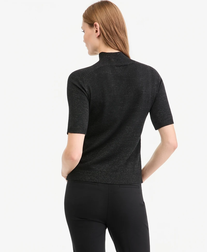Kobi Halperin Women's Aiden Mock-Neck Short-Sleeve Lightweight Wool-Blend Sweater