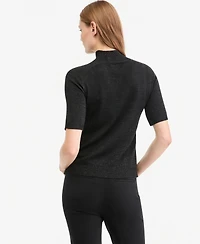 Kobi Halperin Women's Aiden Mock-Neck Short-Sleeve Lightweight Wool-Blend Sweater