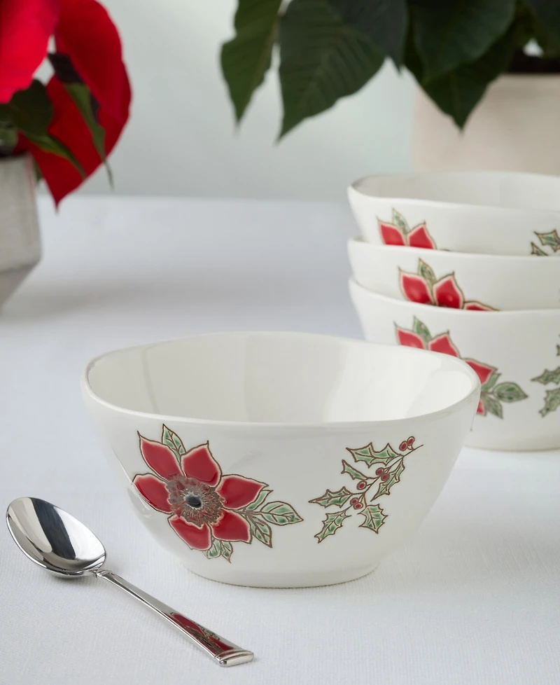 Certified International Festive Blooms Ice Cream Bowls, Set of 4