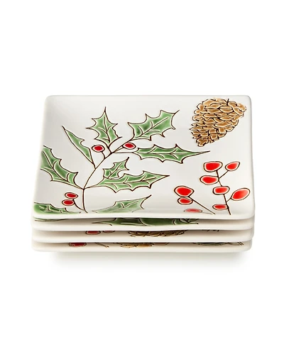 Certified International Festive Blooms Canape Plates, Set of 4