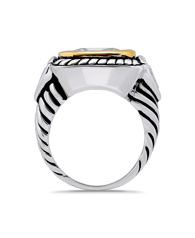 Macy's Square Trillion Cubic Zirconia and Oxidized Accents Statement Ring