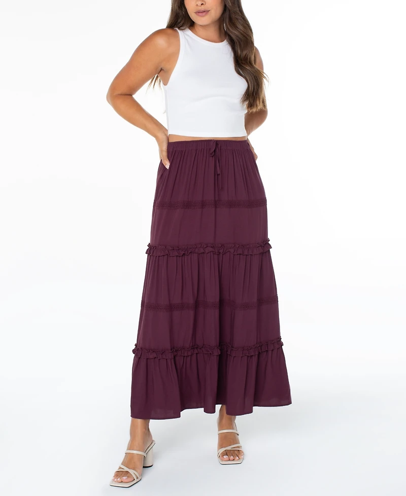 Celebrity Pink Juniors' Tiered Pull-On Maxi Skirt