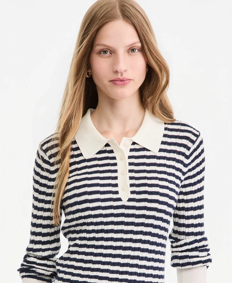 On 34th Women's Lightweight Long Sleeve Ribbed Polo Sweater, Macy's Exclusive