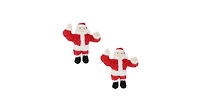 Mighty Jr Holiday Santa 2 Pack, Durable Plush Squeaky Dog Toy