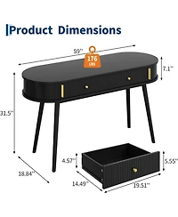 Gaomon 55-Inch Black Office Desk with 2 Drawers, Executive Computer Workstation for Home Office and Bedroom