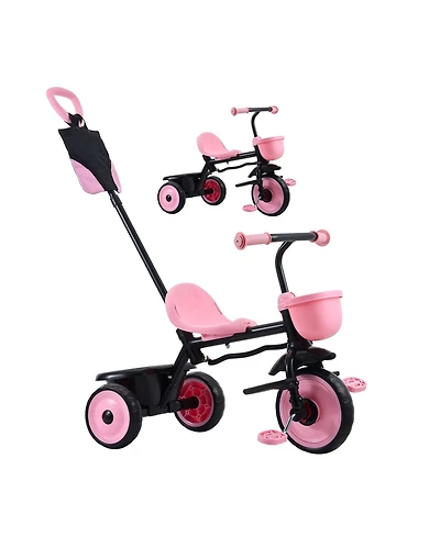 Hongge Toddler Tricycle and Stroller Combo with Parent Push Handle and Adjustable Seat Ages 18 Months to 5 Years