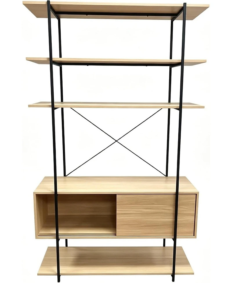 gaomon 5-Tier Industrial Bookshelf with Cabinet