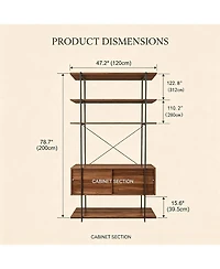 gaomon 5-Tier Industrial Bookshelf with Cabinet