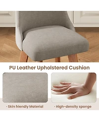 Gaomon Set of 4 360degree(s) Swivel Counter Stools, Sand Linen Upholstered Bar Chairs with Wood Legs, 26" Seat