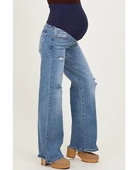 Pinkblush Women's Blue Vintage Wash Wide Leg Jeans