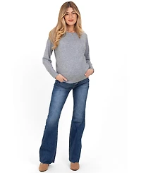 Pinkblush Women's Navy Raw Hem Flare Jeans