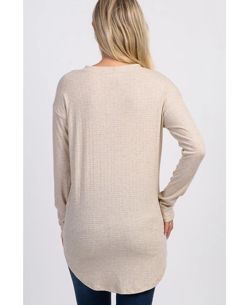 Pinkblush Maternity Black Long Sleeve Round Hem Textured Top
