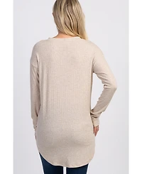 Pinkblush Maternity Black Long Sleeve Round Hem Textured Top