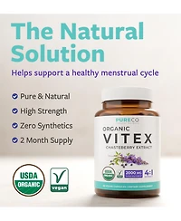 Pure Co Vitex Chasteberry Supplement for Women - High Strength Chaste Tree Berry Extract for Hormone Balance from Pms to Menopause
