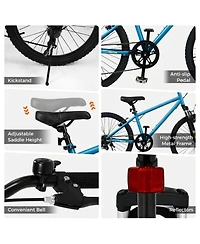 Hongge 24-Inch Kids Mountain Bike with 6-Speed Drivetrain Suspension Fork and Dual V-Brakes Ages 8