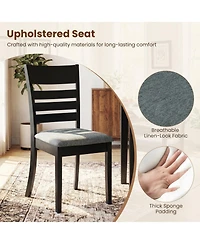 Sugift Wooden Upholstered Kitchen Chairs Set of 4 with Curved Slat