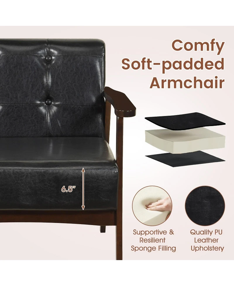 Sugift Oversized Accent Chair with Rubber Wood Frame and Button-Tufted Backrest