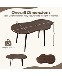 Sugift Cloud-Shaped 39.5-Inch Coffee Table with Curved Edges and Metal Frame