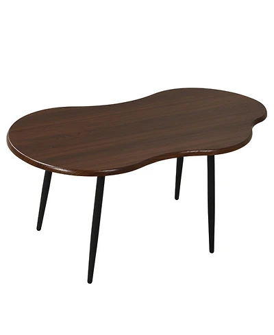 Sugift Cloud-Shaped 39.5-Inch Coffee Table with Curved Edges and Metal Frame