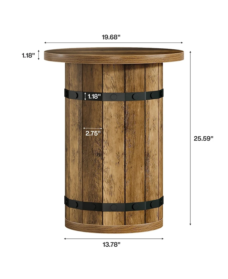 Tribesigns Round End Table, Industrial Side Table, 19.7-Inch