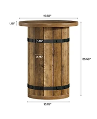 Tribesigns Round End Table, Industrial Side Table, 19.7-Inch