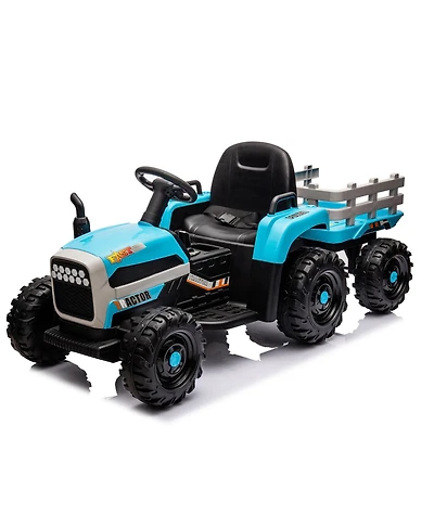 Yobtop 24V Kids Electric Ride On Tractor with Trailer, Remote Control, 3 Speed, Ages 3+