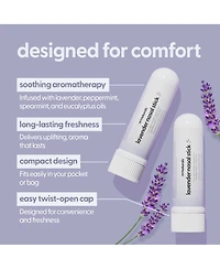 M3 Naturals Lavender Aromatherapy Nasal Inhaler Sticks with Mint, Orange, Lemon and Eucalyptus Oils, 4 Pack