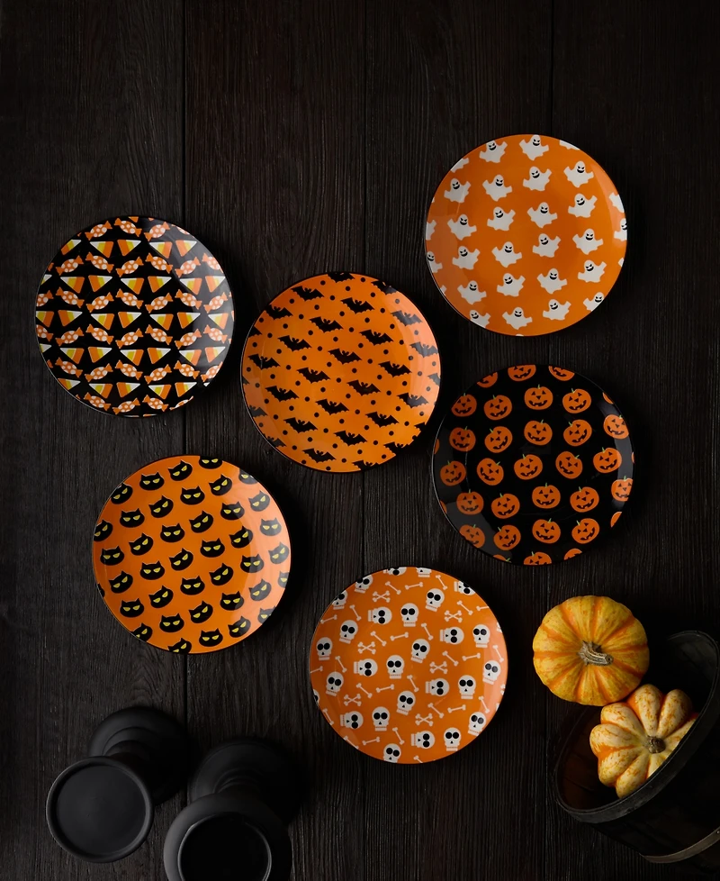 Certified International Halloween Pad Print Salad Plates, Set of 6