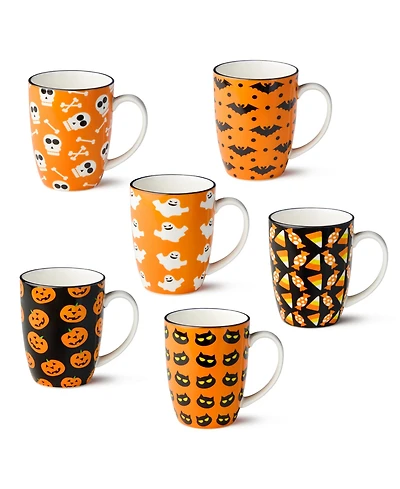 Certified International Halloween Pad Print Mugs, Set of 6