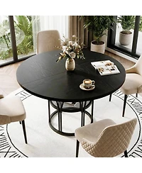 gaomonRound Dinning Table for 4-6, 47" Circle Kitchen with Storage Shelf and Sturdy Metal Frame, Modern Dinner Kitchen, Living Room