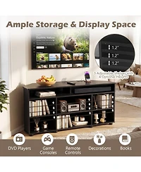 Sugift Corner Entertainment Center Tv Stand with Charging Station and Adjustable Shelves