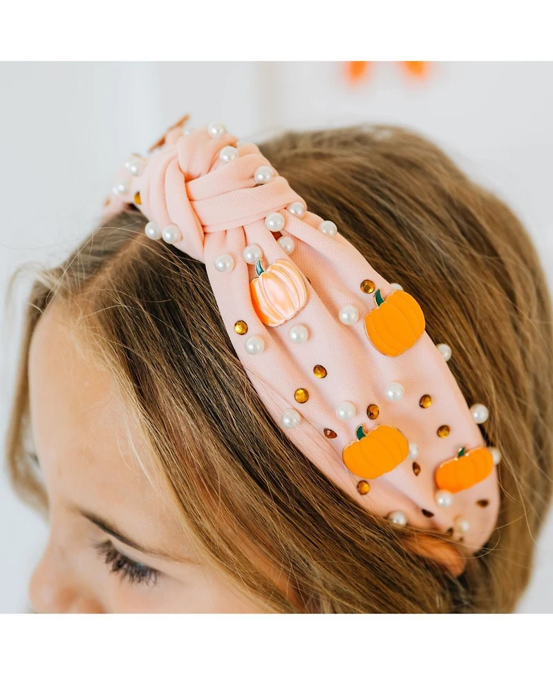 Sweet Wink Little and Big Girls Pumpkin Pearl Gemstone Headband