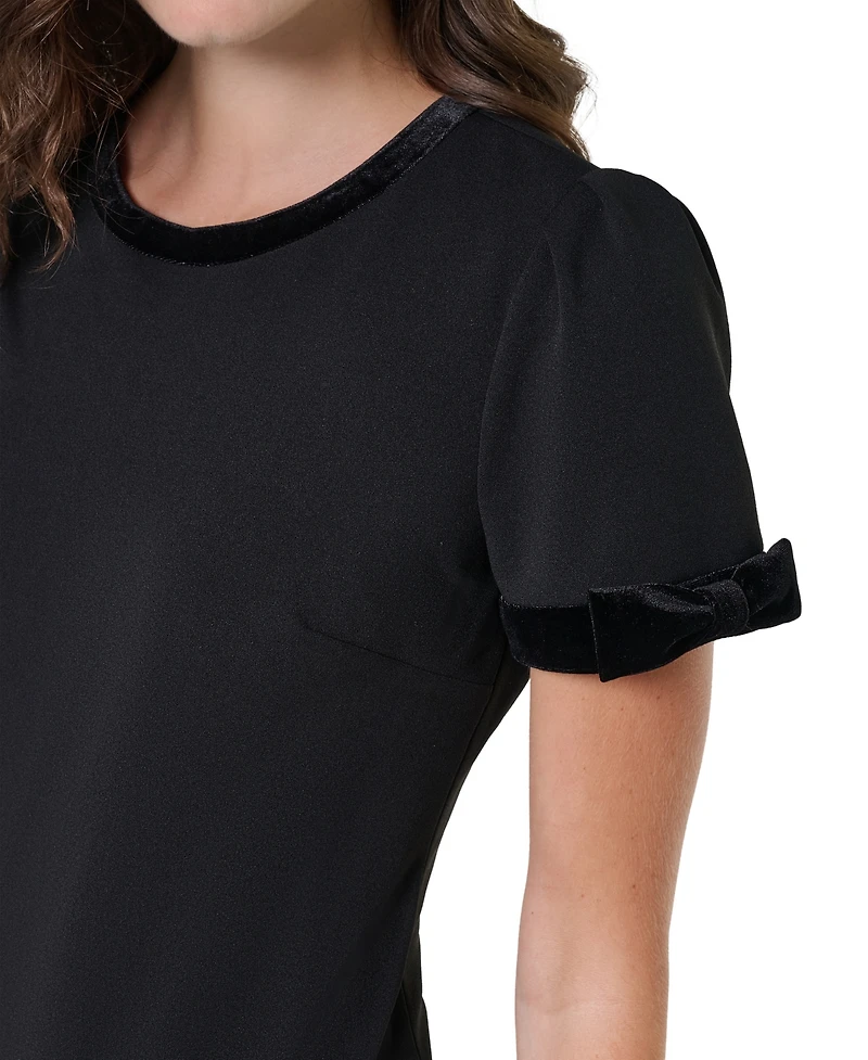 Karl Lagerfeld Paris Women's Scuba-Crepe Velvet-Trimmed Shift Dress With Pockets