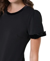 Karl Lagerfeld Paris Women's Scuba-Crepe Velvet-Trimmed Shift Dress With Pockets