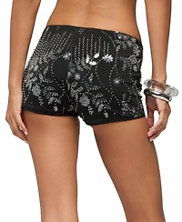 Edikted Women's Cathy Bead and Sequin Micro Shorts, 2" Inseam