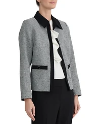 Kasper Women's Collared Tweed Combo Cardigan