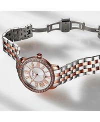 Stuhrling Women's Original Celestia Quartz Crystal Bezel Two-Tone Stainless Steel Bracelet Watch 38mm