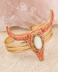 Barse Longhorn Orange Sponge Coral Golden Cuff Bracelet