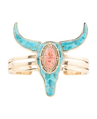 Barse Longhorn Blue Turquoise Golden Cuff Bracelet