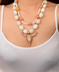 Barse Longhorn Orange Sponge Coral Golden Necklace