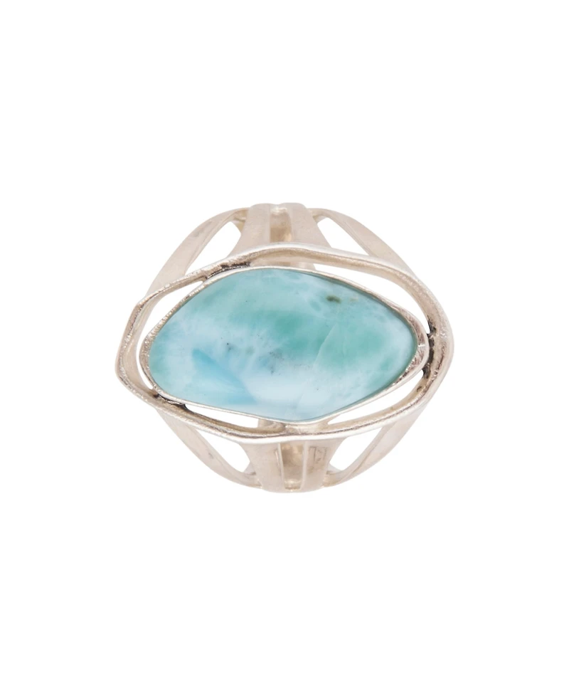 Barse Abstract Blue Larimar and Silver Statement Ring