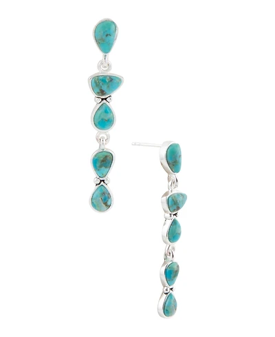Barse Durango Blue Turquoise and Silver Linear Post Earrings