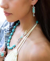 Barse Emile Blue Turquoise Silver Dangle Earrings