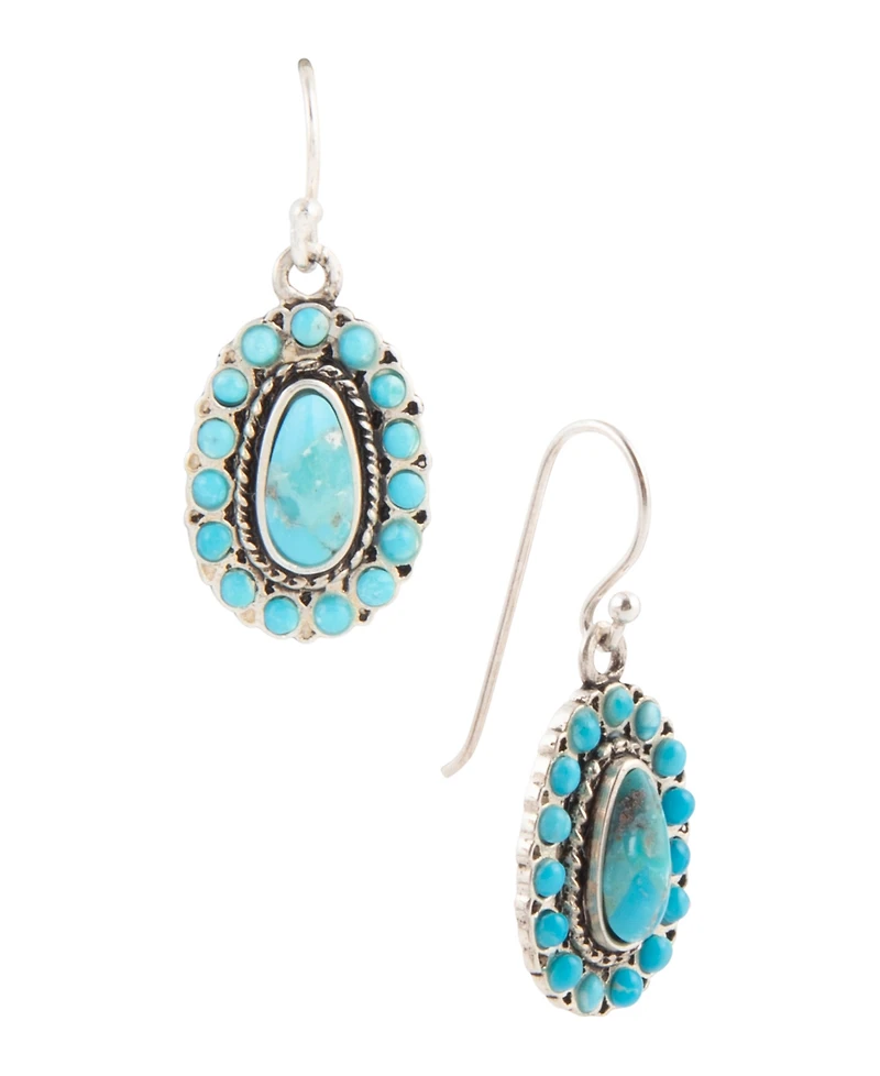 Barse Little Sedona Blue Turquoise and Silver Drop Earrings