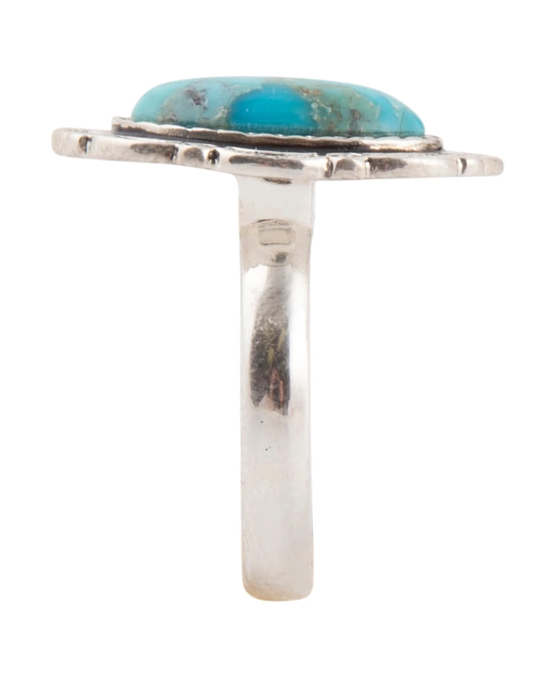 Barse Bronco Blue Turquoise Silver Concho Ring