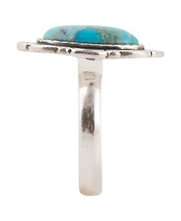 Barse Bronco Blue Turquoise Silver Concho Ring